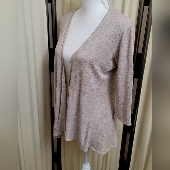 Eileen Fisher Light Brown Open-Front Cardigan | Size Large - Picture 2 of 4